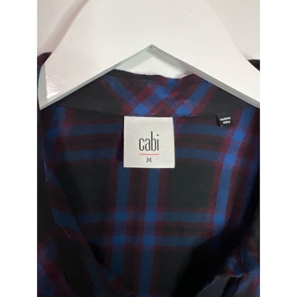 CAbi #3431 Blue/Purple Check Flannel Moody Plaid Button Down Size M - Picture 4 of 9